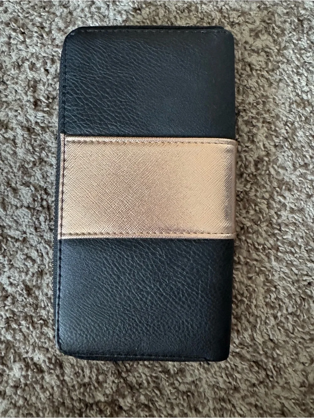 Black Phone Wallet Case with Gold Stud Accent